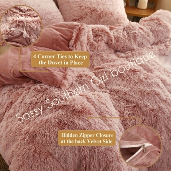 ⭐🆕Pink blush shaggy faux fur duvet set - Picture 6 of 11